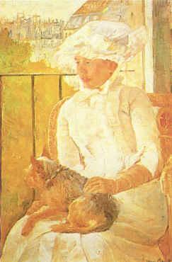 Mary Cassatt Woman with Dog  ghgh oil painting image